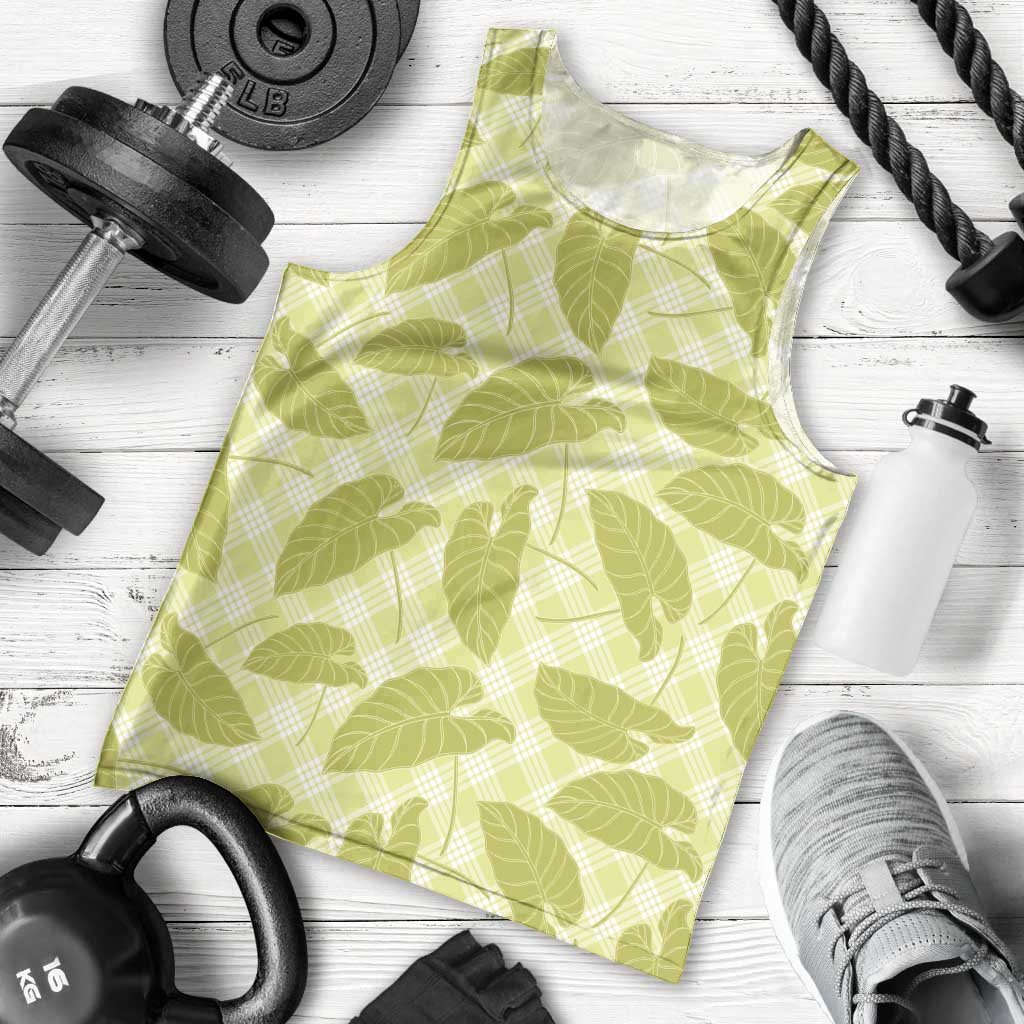 Lime Green Hawaii Kalo Palaka Motifs Men Tank Top Hawaiian Taro Leaves Elegant Vibes LT14 - Polynesian Pride