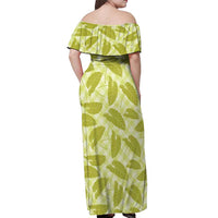 Lime Green Hawaii Kalo Palaka Motifs Off Shoulder Maxi Dress Hawaiian Taro Leaves Elegant Vibes LT14 - Polynesian Pride
