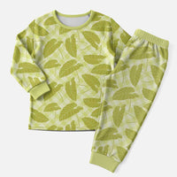 Lime Green Hawaii Kalo Palaka Motifs Christmas Pajama Set Hawaiian Taro Leaves Elegant Vibes LT14 Men Lime Green - Polynesian Pride