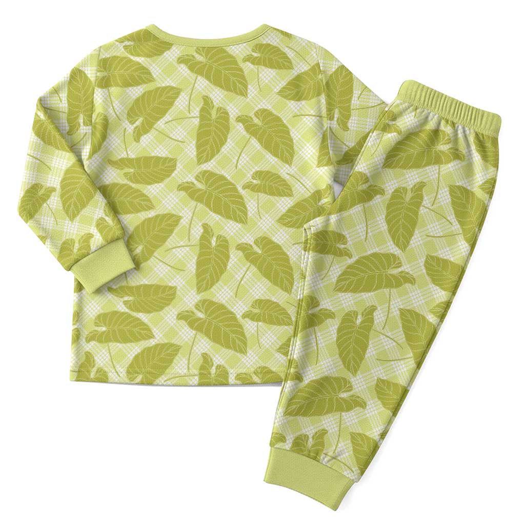 Lime Green Hawaii Kalo Palaka Motifs Christmas Pajama Set Hawaiian Taro Leaves Elegant Vibes LT14 - Polynesian Pride