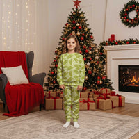 Lime Green Hawaii Kalo Palaka Motifs Christmas Pajama Set Hawaiian Taro Leaves Elegant Vibes LT14 Kid Lime Green - Polynesian Pride