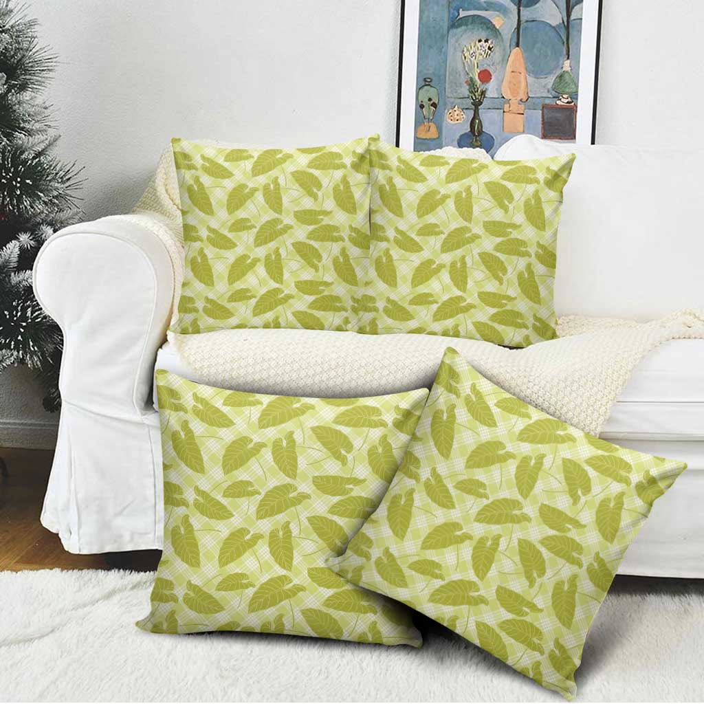 Lime Green Hawaii Kalo Palaka Motifs Pillow Cover Hawaiian Taro Leaves Elegant Vibes LT14 - Polynesian Pride