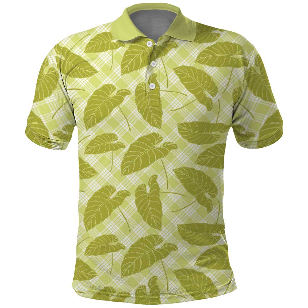 Lime Green Hawaii Kalo Palaka Motifs Polo Shirt Hawaiian Taro Leaves Elegant Vibes LT14 Lime Green - Polynesian Pride