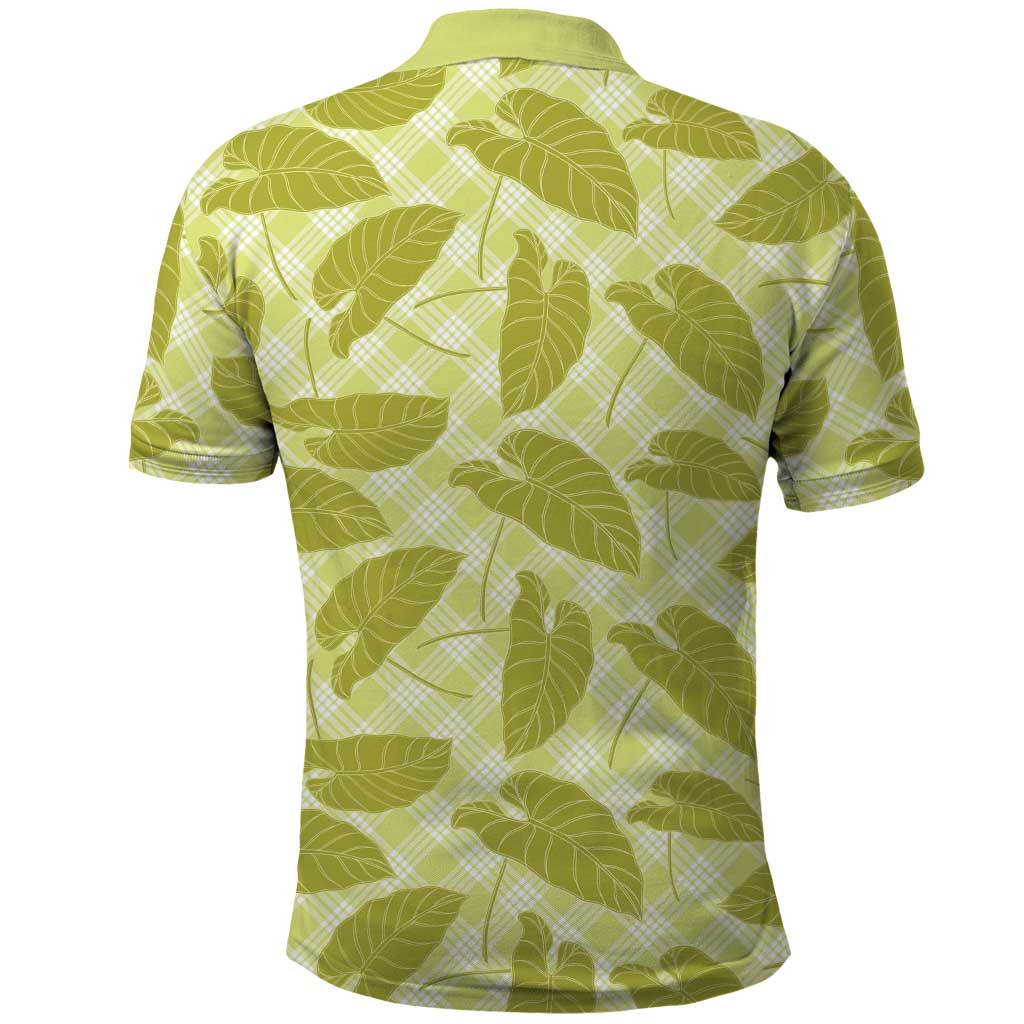 Lime Green Hawaii Kalo Palaka Motifs Polo Shirt Hawaiian Taro Leaves Elegant Vibes LT14 - Polynesian Pride