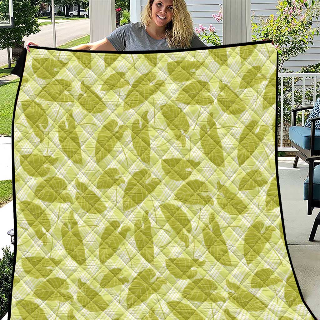 Lime Green Hawaii Kalo Palaka Motifs Quilt Hawaiian Taro Leaves Elegant Vibes LT14 Lime Green - Polynesian Pride