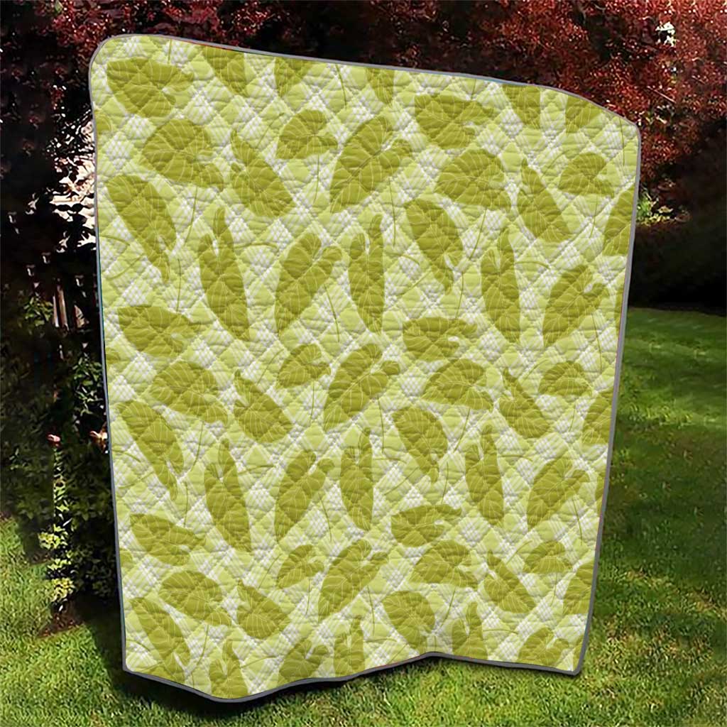 Lime Green Hawaii Kalo Palaka Motifs Quilt Hawaiian Taro Leaves Elegant Vibes LT14 - Polynesian Pride