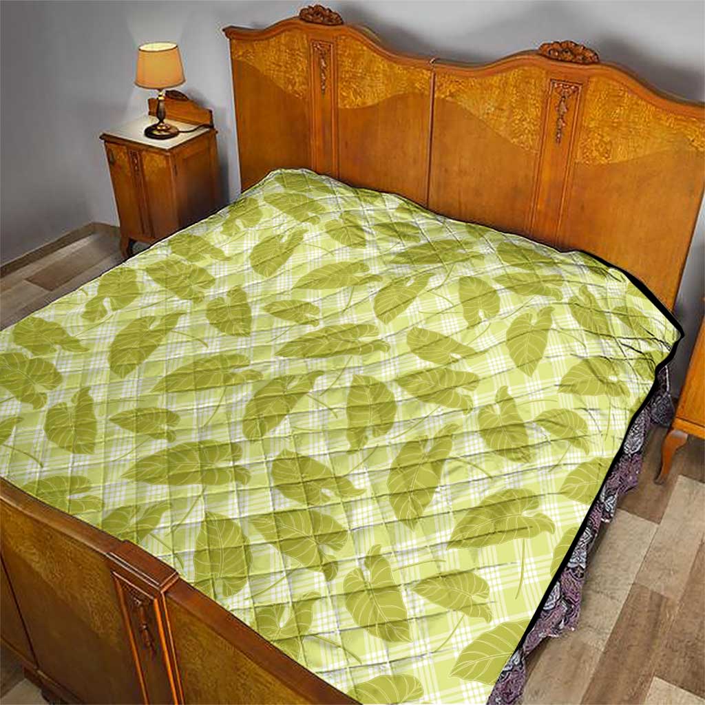 Lime Green Hawaii Kalo Palaka Motifs Quilt Hawaiian Taro Leaves Elegant Vibes LT14 - Polynesian Pride