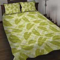Lime Green Hawaii Kalo Palaka Motifs Quilt Bed Set Hawaiian Taro Leaves Elegant Vibes LT14 Lime Green - Polynesian Pride