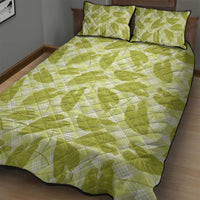Lime Green Hawaii Kalo Palaka Motifs Quilt Bed Set Hawaiian Taro Leaves Elegant Vibes LT14 - Polynesian Pride