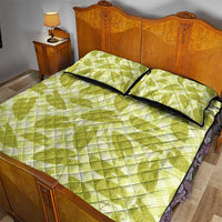 Lime Green Hawaii Kalo Palaka Motifs Quilt Bed Set Hawaiian Taro Leaves Elegant Vibes LT14 - Polynesian Pride