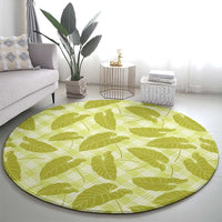 Lime Green Hawaii Kalo Palaka Motifs Round Carpet Hawaiian Taro Leaves Elegant Vibes LT14 - Polynesian Pride