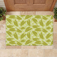 Lime Green Hawaii Kalo Palaka Motifs Rubber Doormat Hawaiian Taro Leaves Elegant Vibes LT14 Lime Green - Polynesian Pride
