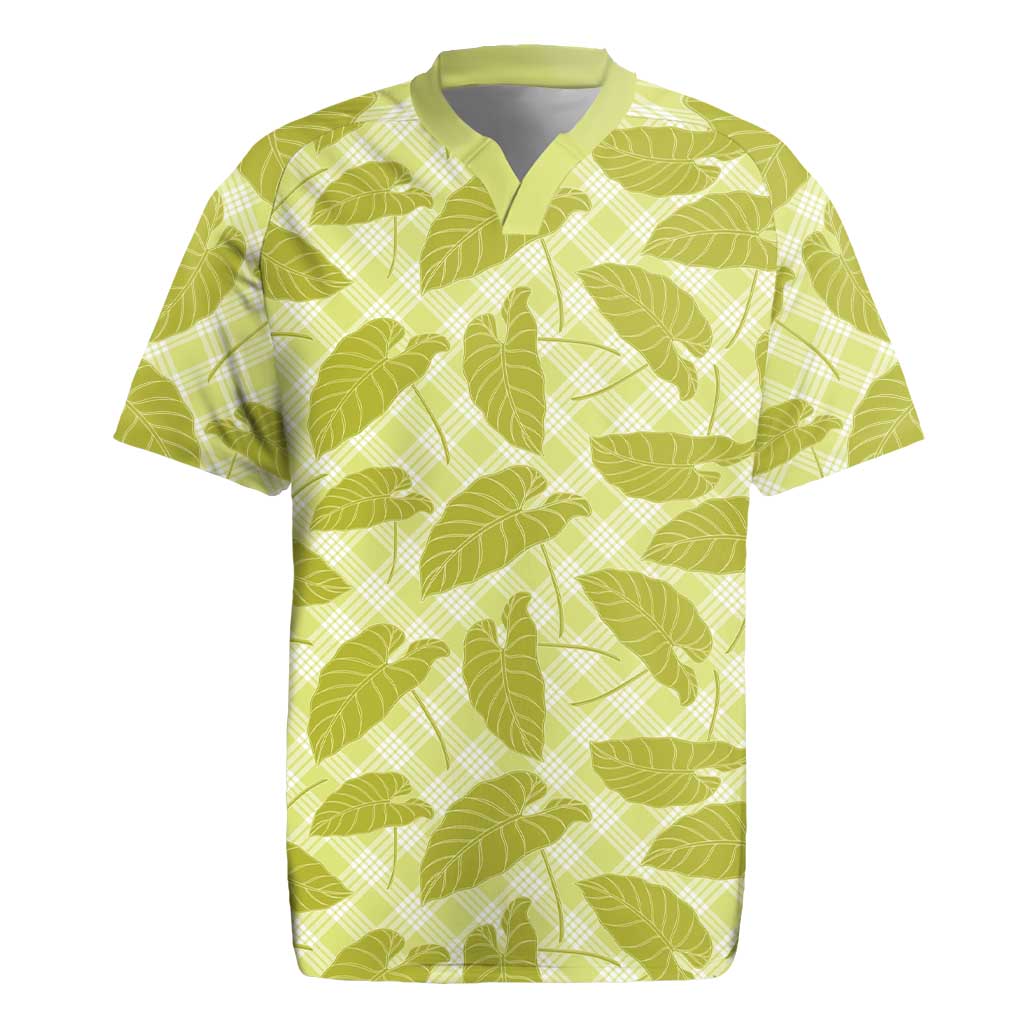 Lime Green Hawaii Kalo Palaka Motifs Rugby Jersey Hawaiian Taro Leaves Elegant Vibes LT14 Lime Green - Polynesian Pride