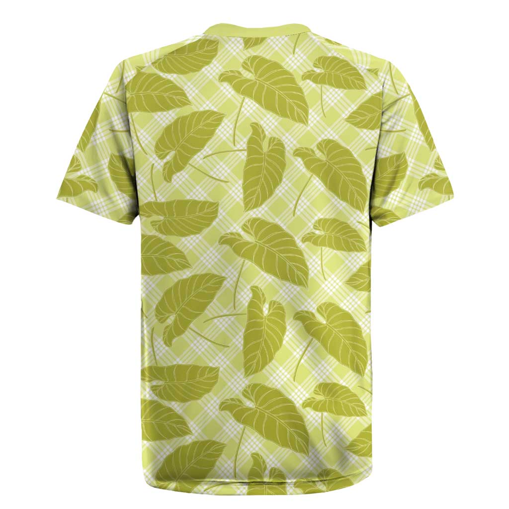 Lime Green Hawaii Kalo Palaka Motifs Rugby Jersey Hawaiian Taro Leaves Elegant Vibes LT14 - Polynesian Pride