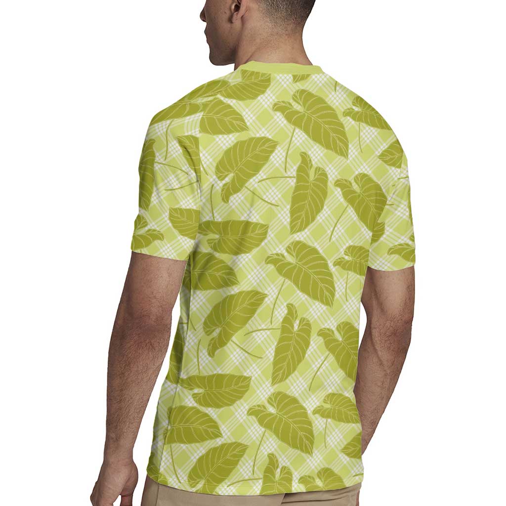 Lime Green Hawaii Kalo Palaka Motifs Rugby Jersey Hawaiian Taro Leaves Elegant Vibes LT14 - Polynesian Pride