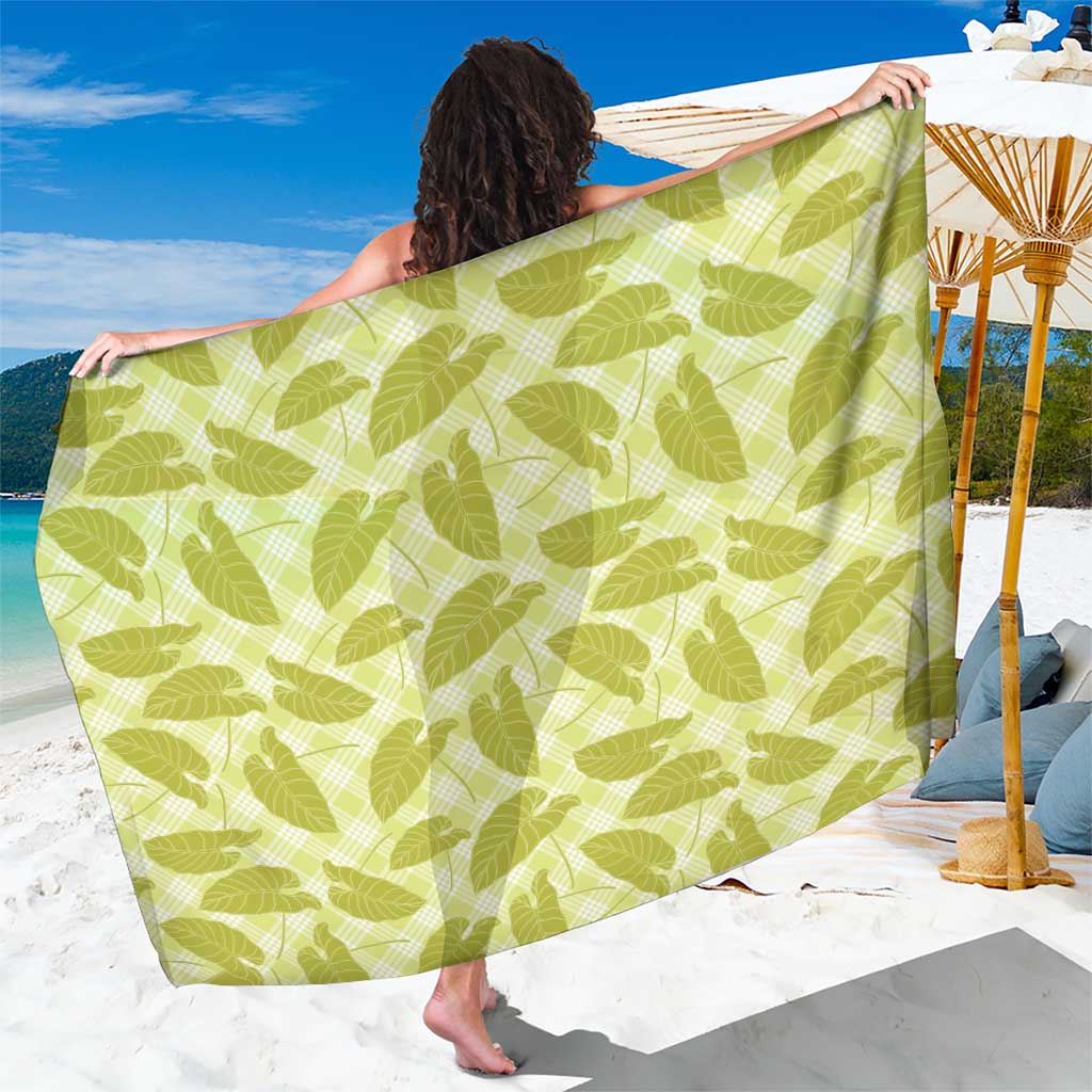 Lime Green Hawaii Kalo Palaka Motifs Sarong Hawaiian Taro Leaves Elegant Vibes LT14 One Size 44 x 66 inches Lime Green - Polynesian Pride