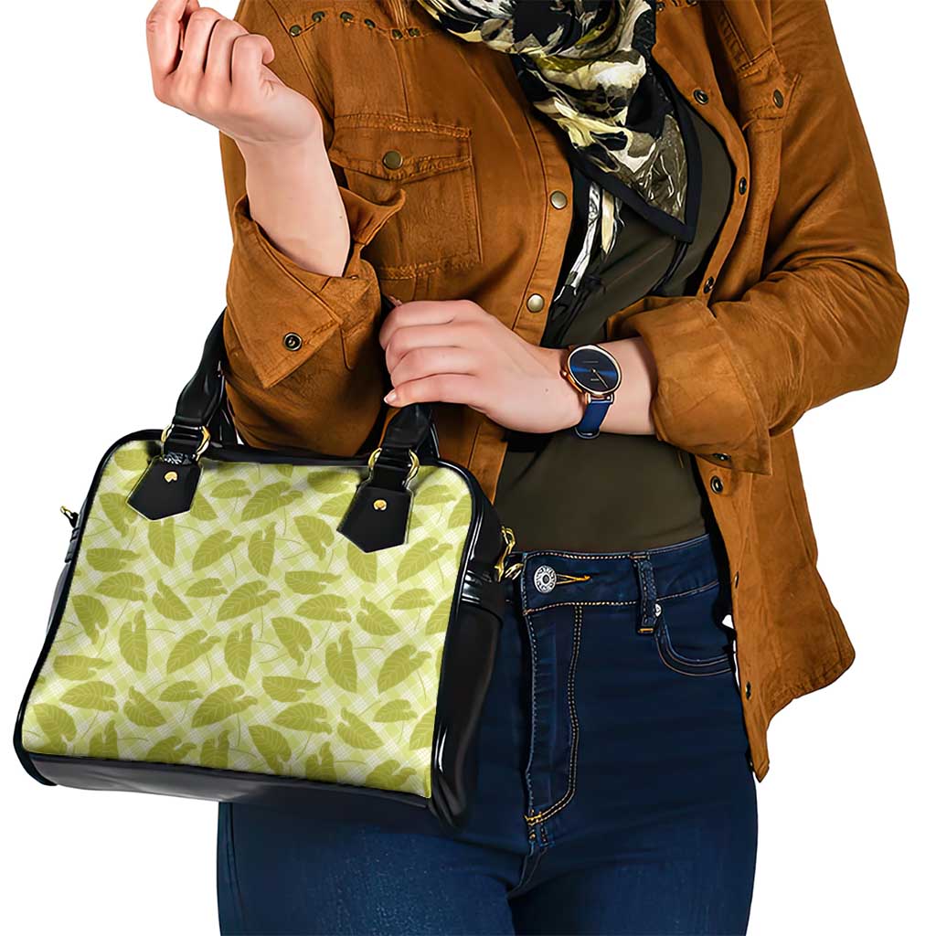 Lime Green Hawaii Kalo Palaka Motifs Shoulder Handbag Hawaiian Taro Leaves Elegant Vibes LT14 - Polynesian Pride