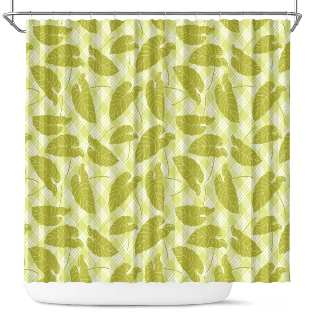 Lime Green Hawaii Kalo Palaka Motifs Shower Curtain Hawaiian Taro Leaves Elegant Vibes LT14 Lime Green - Polynesian Pride