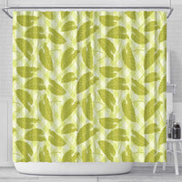Lime Green Hawaii Kalo Palaka Motifs Shower Curtain Hawaiian Taro Leaves Elegant Vibes LT14 - Polynesian Pride