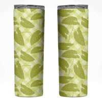 Lime Green Hawaii Kalo Palaka Motifs Skinny Tumbler Hawaiian Taro Leaves Elegant Vibes LT14 Lime Green - Polynesian Pride
