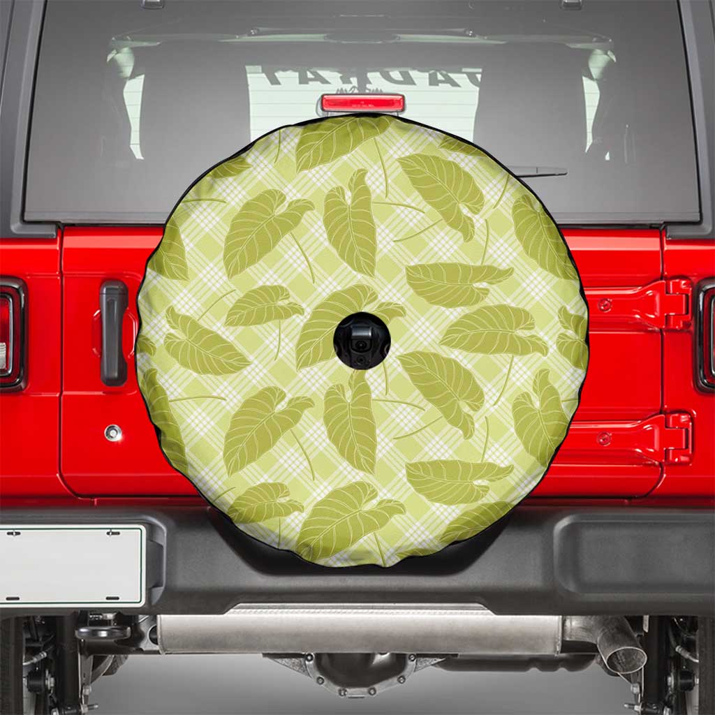 Lime Green Hawaii Kalo Palaka Motifs Spare Tire Cover Hawaiian Taro Leaves Elegant Vibes LT14 - Polynesian Pride