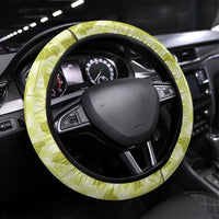 Lime Green Hawaii Kalo Palaka Motifs Steering Wheel Cover Hawaiian Taro Leaves Elegant Vibes LT14 Universal Fit Lime Green - Polynesian Pride
