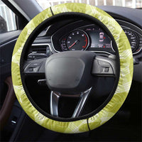 Lime Green Hawaii Kalo Palaka Motifs Steering Wheel Cover Hawaiian Taro Leaves Elegant Vibes LT14 - Polynesian Pride