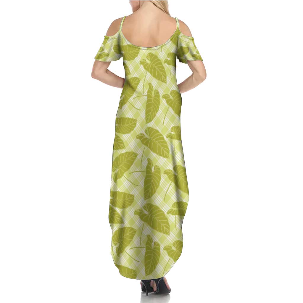 Lime Green Hawaii Kalo Palaka Motifs Summer Maxi Dress Hawaiian Taro Leaves Elegant Vibes LT14 - Polynesian Pride
