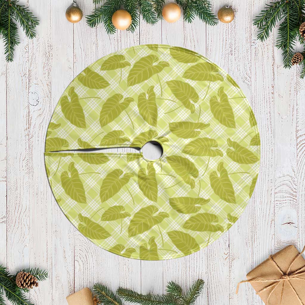 Lime Green Hawaii Kalo Palaka Motifs Tree Skirt Hawaiian Taro Leaves Elegant Vibes LT14 Casual Lime Green - Polynesian Pride