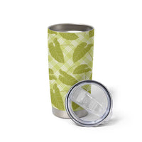 Lime Green Hawaii Kalo Palaka Motifs Tumbler Cup Hawaiian Taro Leaves Elegant Vibes LT14 - Polynesian Pride
