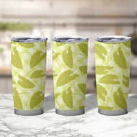Lime Green Hawaii Kalo Palaka Motifs Tumbler Cup Hawaiian Taro Leaves Elegant Vibes LT14 - Polynesian Pride