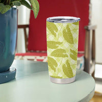 Lime Green Hawaii Kalo Palaka Motifs Tumbler Cup Hawaiian Taro Leaves Elegant Vibes LT14 - Polynesian Pride