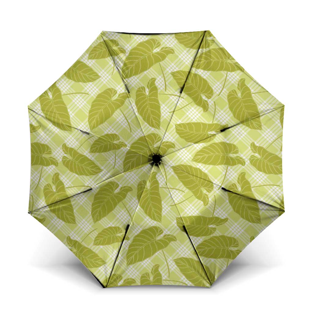 Lime Green Hawaii Kalo Palaka Motifs Umbrella Hawaiian Taro Leaves Elegant Vibes LT14 One Size Folded 11.42 inch Opened Diameter 37.4 inch Lime Green - Polynesian Pride