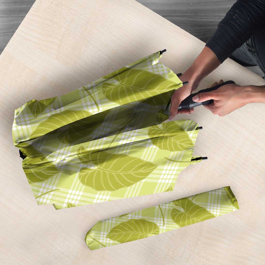 Lime Green Hawaii Kalo Palaka Motifs Umbrella Hawaiian Taro Leaves Elegant Vibes LT14 - Polynesian Pride