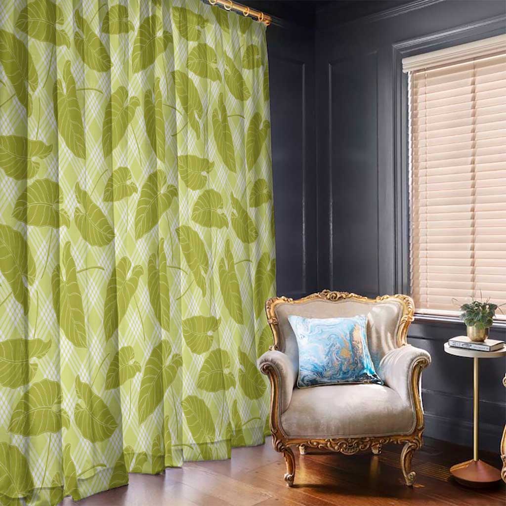 Lime Green Hawaii Kalo Palaka Motifs Window Curtain Hawaiian Taro Leaves Elegant Vibes LT14 - Polynesian Pride