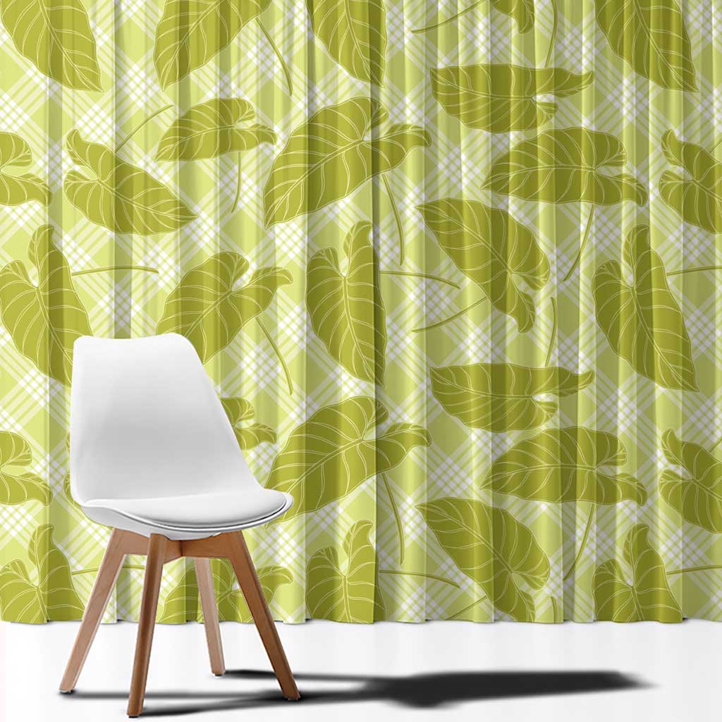 Lime Green Hawaii Kalo Palaka Motifs Window Curtain Hawaiian Taro Leaves Elegant Vibes LT14 - Polynesian Pride