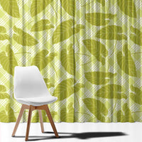 Lime Green Hawaii Kalo Palaka Motifs Window Curtain Hawaiian Taro Leaves Elegant Vibes LT14 - Polynesian Pride