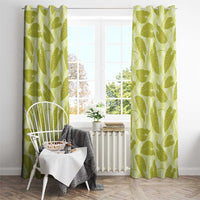 Lime Green Hawaii Kalo Palaka Motifs Window Curtain Hawaiian Taro Leaves Elegant Vibes LT14 - Polynesian Pride