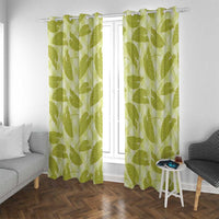 Lime Green Hawaii Kalo Palaka Motifs Window Curtain Hawaiian Taro Leaves Elegant Vibes LT14 With Grommets Lime Green - Polynesian Pride