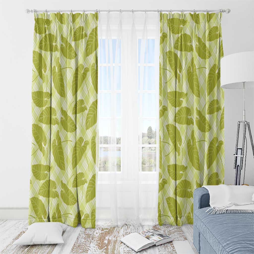 Lime Green Hawaii Kalo Palaka Motifs Window Curtain Hawaiian Taro Leaves Elegant Vibes LT14 - Polynesian Pride