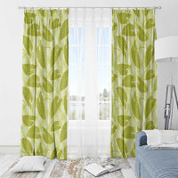 Lime Green Hawaii Kalo Palaka Motifs Window Curtain Hawaiian Taro Leaves Elegant Vibes LT14 - Polynesian Pride