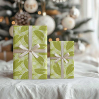 Lime Green Hawaii Kalo Palaka Motifs Wrapping Paper Hawaiian Taro Leaves Elegant Vibes LT14 - Polynesian Pride