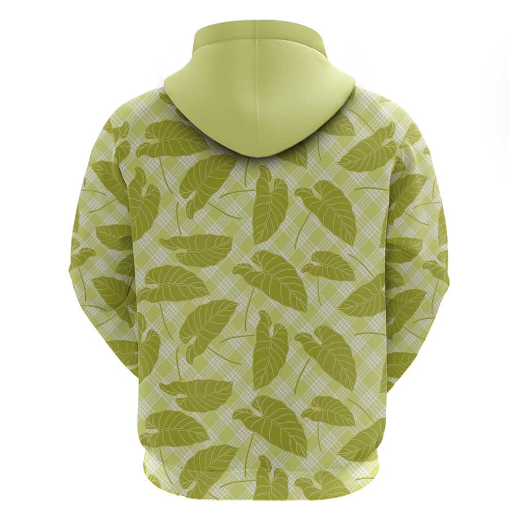 Lime Green Hawaii Kalo Palaka Motifs Zip Hoodie Hawaiian Taro Leaves Elegant Vibes LT14 - Polynesian Pride