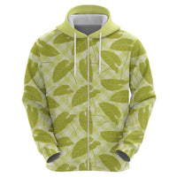 Lime Green Hawaii Kalo Palaka Motifs Zip Hoodie Hawaiian Taro Leaves Elegant Vibes LT14 - Polynesian Pride