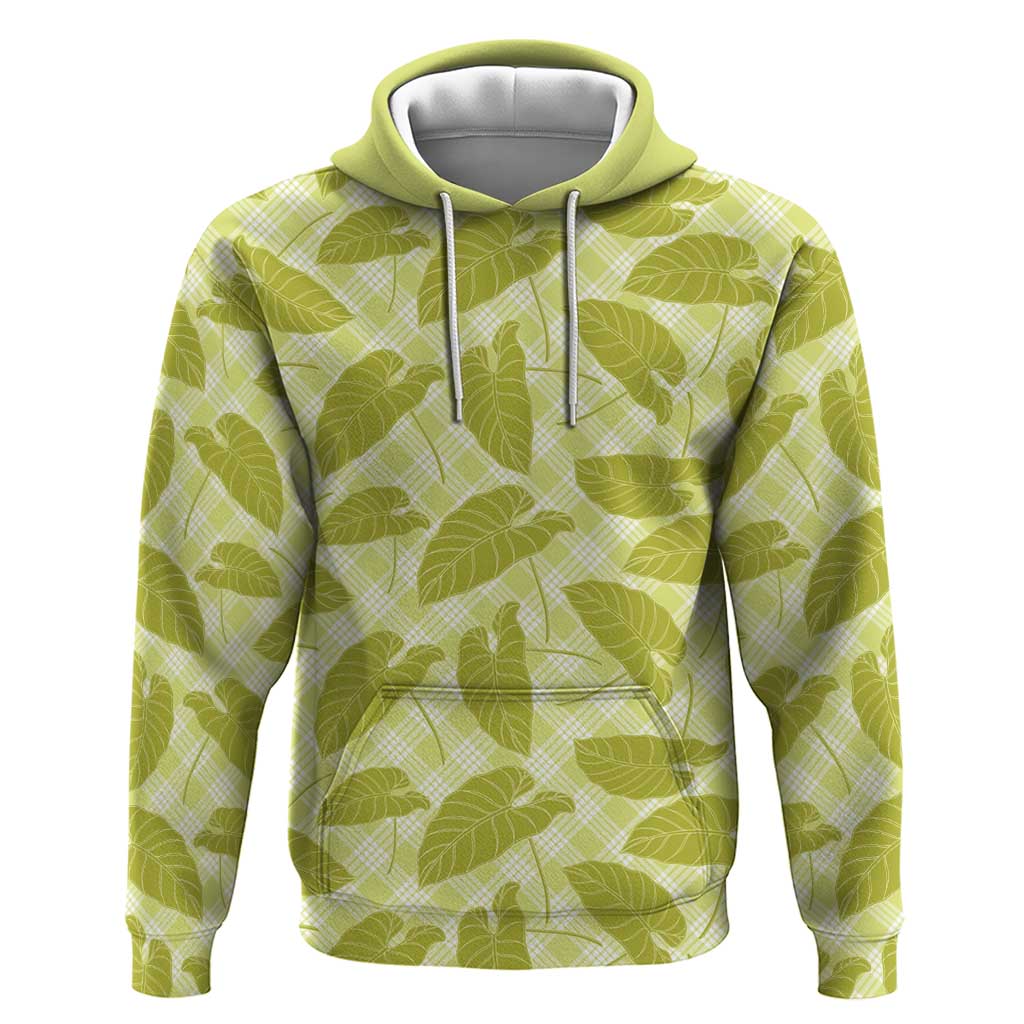 Lime Green Hawaii Kalo Palaka Motifs Zip Hoodie Hawaiian Taro Leaves Elegant Vibes LT14 Pullover Hoodie Lime Green - Polynesian Pride