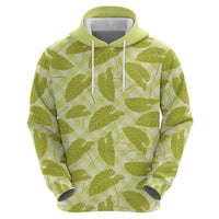 Lime Green Hawaii Kalo Palaka Motifs Zip Hoodie Hawaiian Taro Leaves Elegant Vibes LT14 - Polynesian Pride