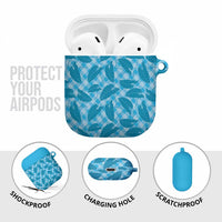 Blue Hawaii Kalo Palaka Motifs AirPods Case Hawaiian Taro Leaves Elegant Vibes LT14 - Polynesian Pride