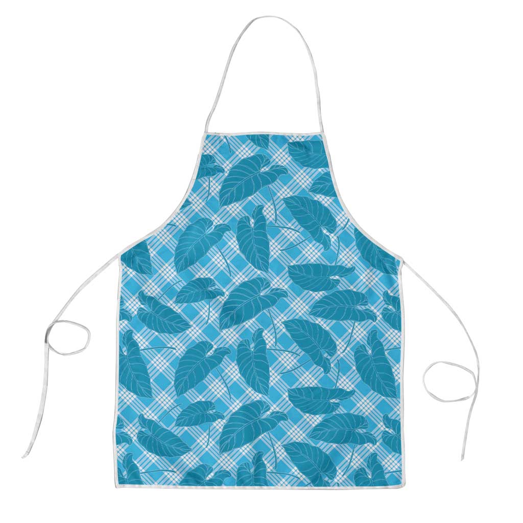 Blue Hawaii Kalo Palaka Motifs Apron Hawaiian Taro Leaves Elegant Vibes LT14 Blue - Polynesian Pride