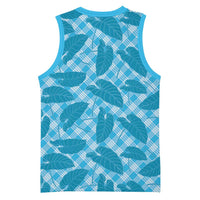 Blue Hawaii Kalo Palaka Motifs Basketball Jersey Hawaiian Taro Leaves Elegant Vibes LT14 - Polynesian Pride