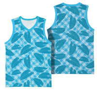 Blue Hawaii Kalo Palaka Motifs Basketball Jersey Hawaiian Taro Leaves Elegant Vibes LT14 - Polynesian Pride